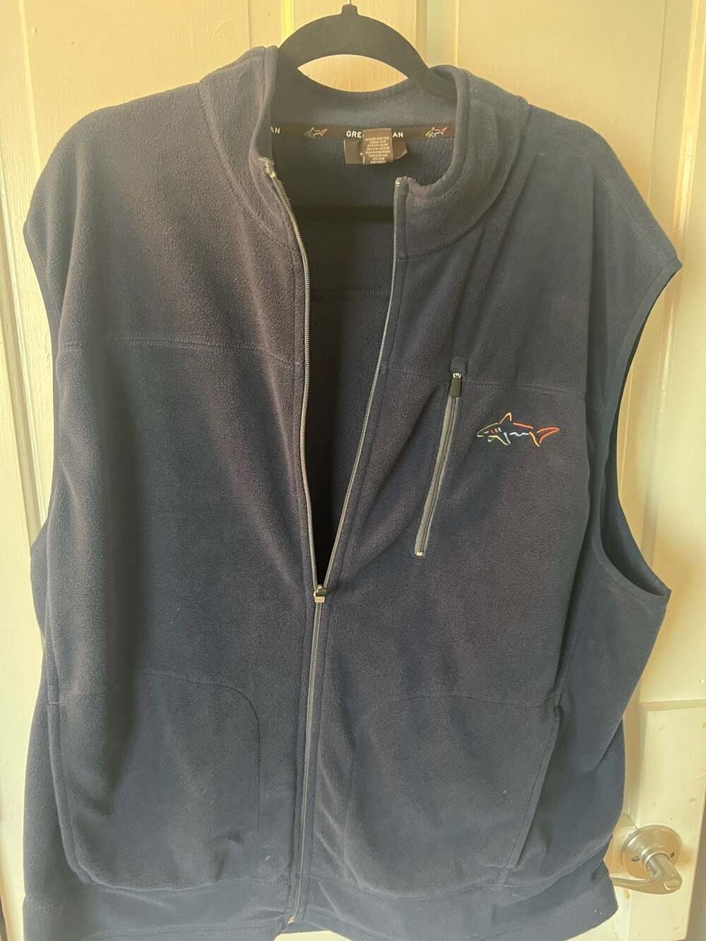 Greg Norman for Tasso Elba Men's Navy Blue Full Zip Fleece Vest Size XL